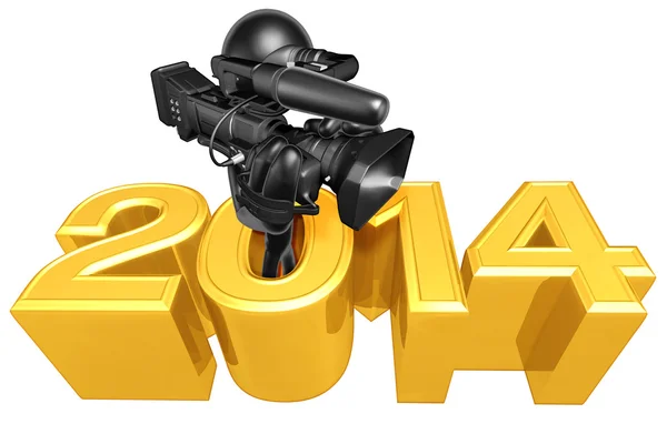 Nový rok 2014 zlatá kamera — Stock fotografie