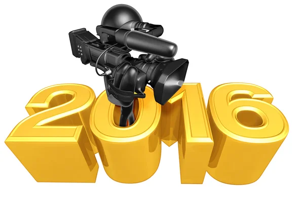 Gelukkig Nieuwjaar gouden camera 2016 — Stockfoto