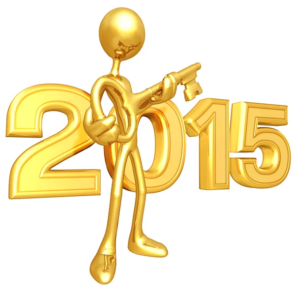 幸福な新しい年ゴールデン キー 2015 — ストック写真