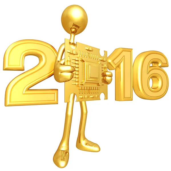 Gott nytt år gyllene chip 2016 — Stockfoto