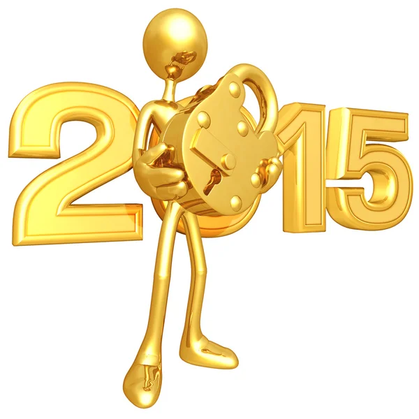 Feliz ano novo fechadura dourada 2015 — Fotografia de Stock