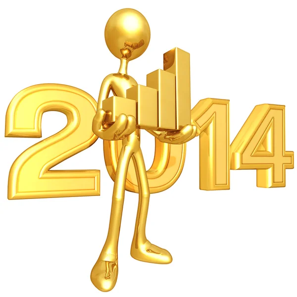 New Year 2014 Gold lock — Stock Photo, Image