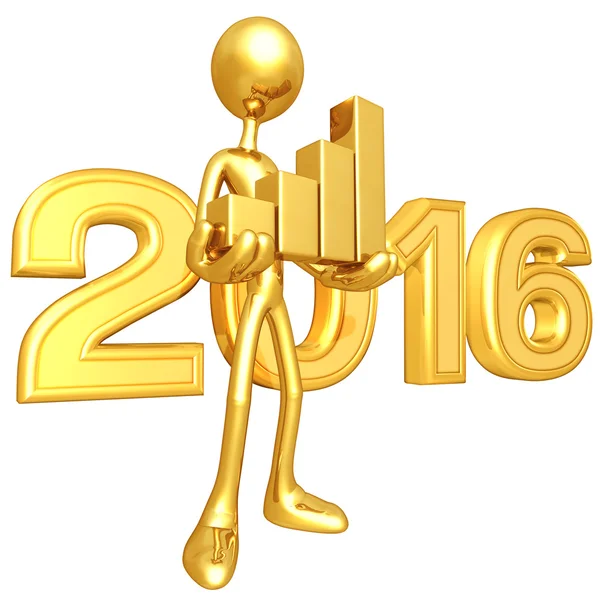 Ευτυχισμένο το νέο έτος χρυσή γράφημα 2016 — Φωτογραφία Αρχείου