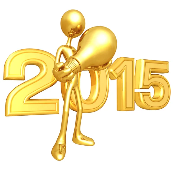 Felice anno nuovo lampadina d'oro 2015 — Foto Stock