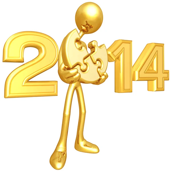 New jaar 2014 gold puzzel — Stockfoto