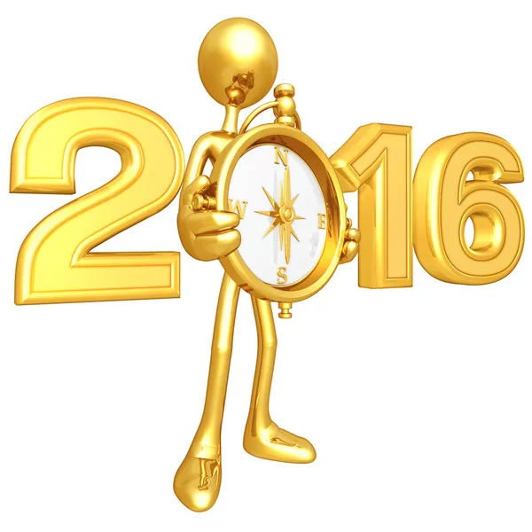 Ευτυχισμένο το νέο έτος χρυσή πυξίδα 2016 — Φωτογραφία Αρχείου