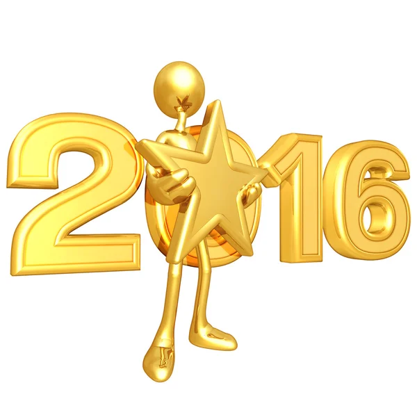 Gelukkig Nieuwjaar gouden sterren 2016 Rechtenvrije Stockafbeeldingen