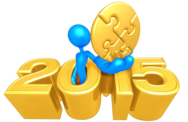 Gold Puzzle,  2015 Year — Stock Photo, Image