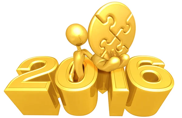 Gold Puzzle, 2016  Year — Stock Photo, Image
