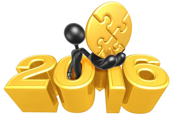 Gouden puzzel, jaar van 2016 Stockfoto