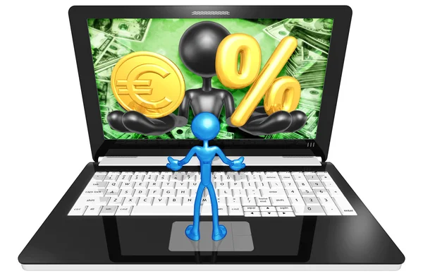 Euro ve yüzde laptop — Stok fotoğraf