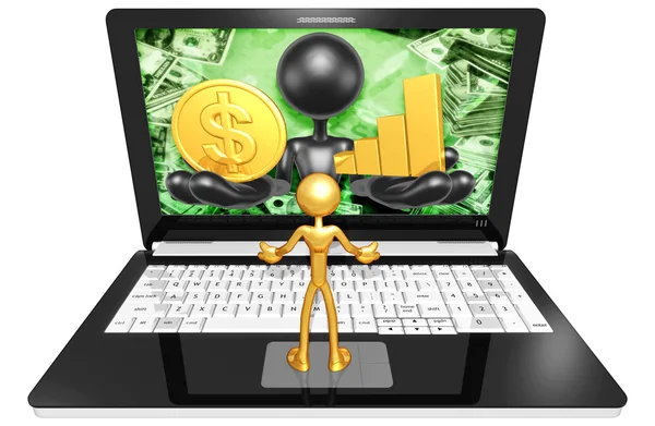 Dollar en grafiek op laptop — Stockfoto