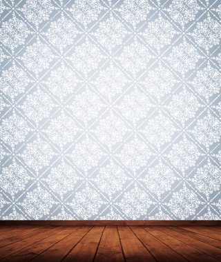 Grunge retro duvar kağıdı ile iç odası.