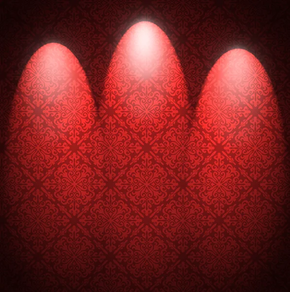 Red wallpaper with three spots. — Stock Photo, Image