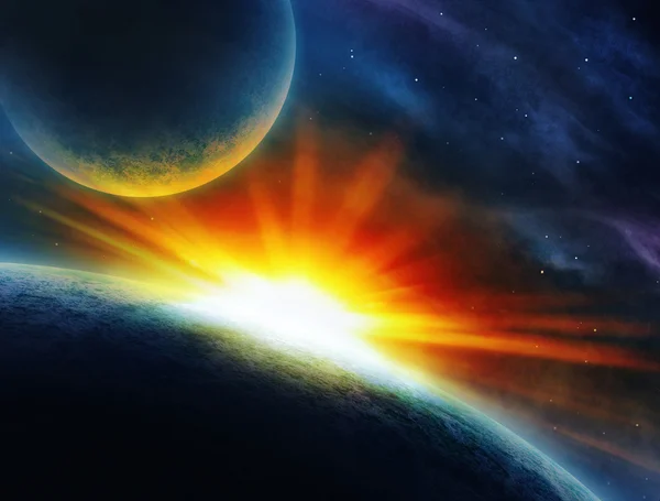 İki gezegen inanılmaz sahne.