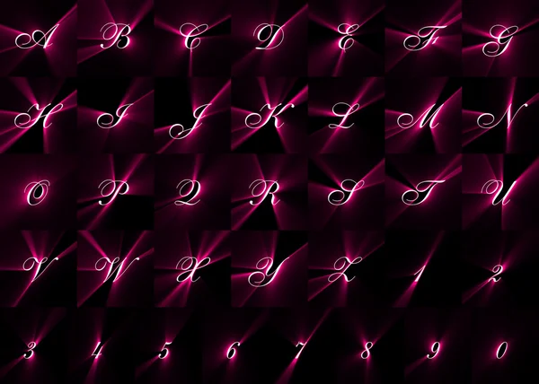 El alfabeto inglés beautiful glowing font — Foto de Stock