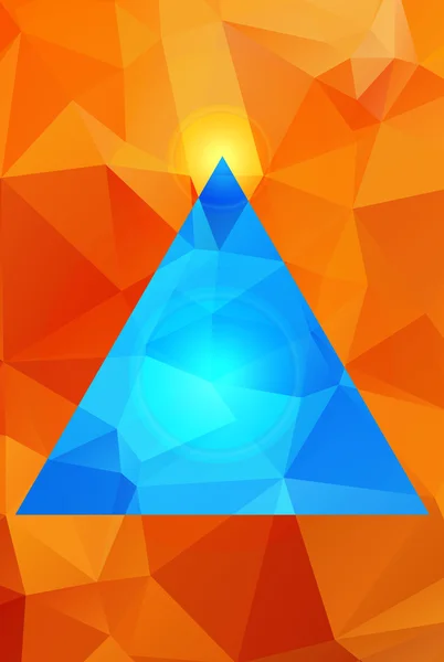 Blue pyramid on the orange geometric background vector eps 10 — Stock Vector