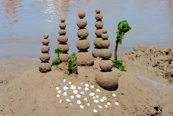 Bolas de areia na praia, conceito de equilíbrio — Fotografia de Stock