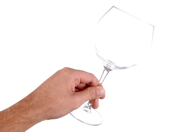 Mão segura um copo de vinho, isolado em branco — Fotografia de Stock