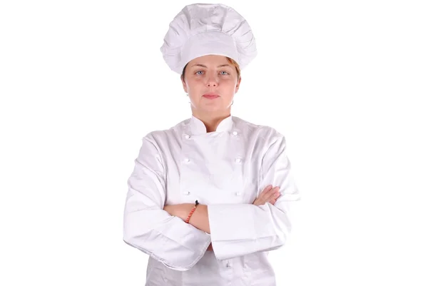 Ciddi genç kadın aşçı — Stok fotoğraf