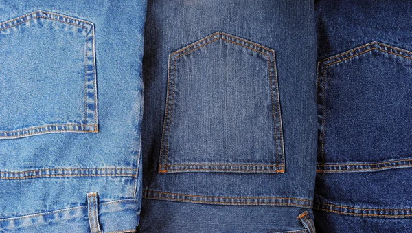 Conjunto de diferentes tipos de jeans azuis — Fotografia de Stock