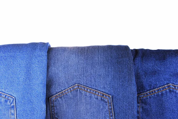 Conjunto de diferentes tipos de jeans azuis — Fotografia de Stock