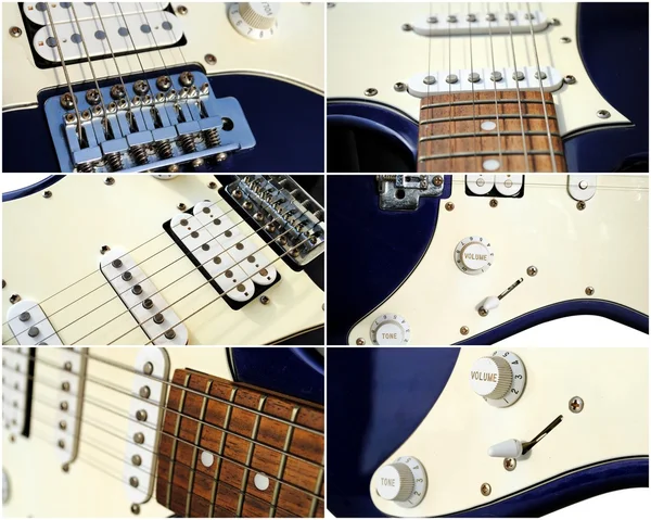 Set of six view an old style electric guitar — Stock Photo, Image