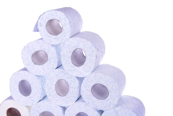 Pila de rollos de papel higiénico, aislados sobre fondo blanco —  Fotos de Stock