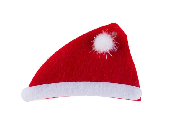 Chapéu Decoração Natal Papai Noel Fundo Branco — Fotografia de Stock
