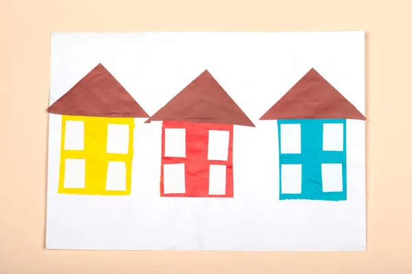 Papierbasteln Für Kinder Anwendung Der Kreativität Der Kinder Kindergarten Und — Stockfoto