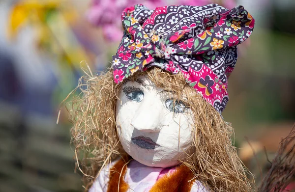 Швейные Ремесла Традиционная Кукла Ткани Ручной Работы Кукла Соломенными Волосами — стоковое фото