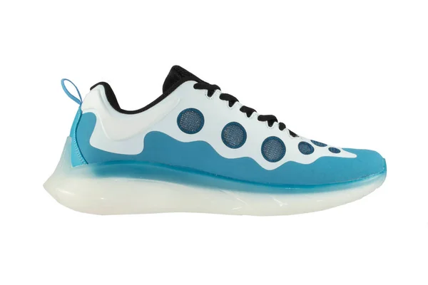 Blue Sneakers Black Inserts Isolated White Background — Zdjęcie stockowe