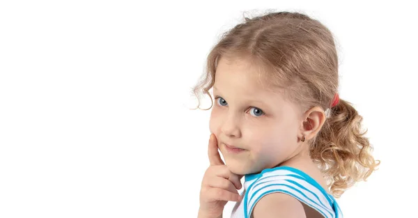 Close Little Girl Face Portrait Four Year Old Girl White — Stockfoto