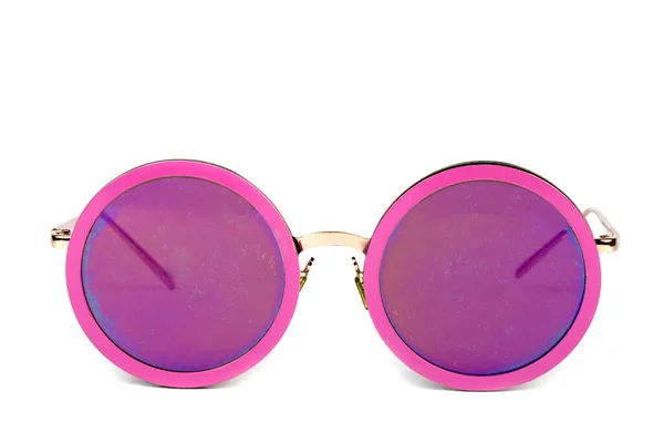 Verres Rétro Violet Sur Fond Blanc Lunettes Soleil Rondes — Photo