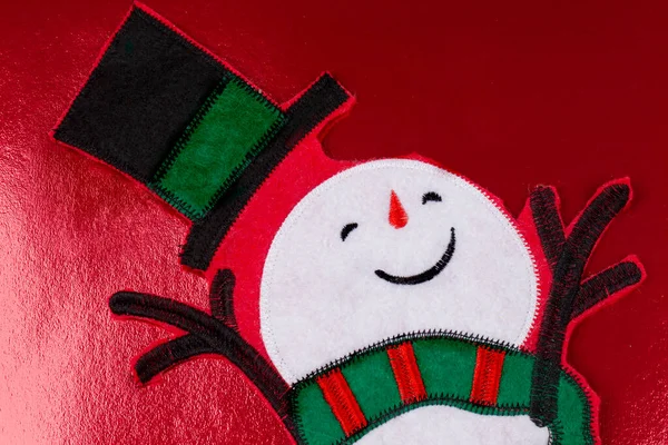 Funny Christmas Snowman Red Background Christmas Background — Foto de Stock
