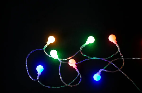Christmas Background Lights Space Free Text Christmas Lights Border Glowing — Stok fotoğraf