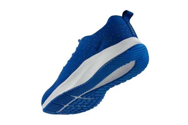 蓝色运动鞋 由白色底的白色底织物制成 运动鞋 — 图库照片