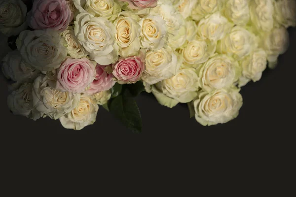 Beautiful Vintage Bouquet White Roses Dark Background — стоковое фото