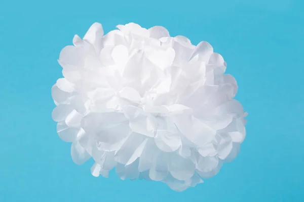 White Flower Made Thin White Paper Blue Background — Stock Fotó