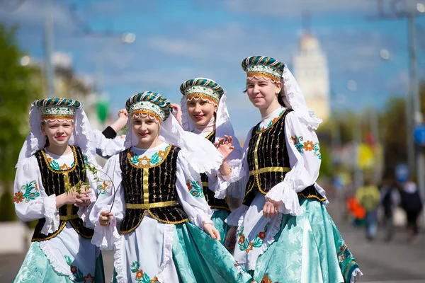 Belarus Gomil May 2021 Holiday City Beautiful Young Slavic Girls — Zdjęcie stockowe