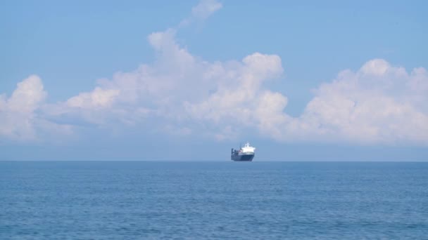 Large Ferry Floats Water Surface Sea Sunny Day — Wideo stockowe