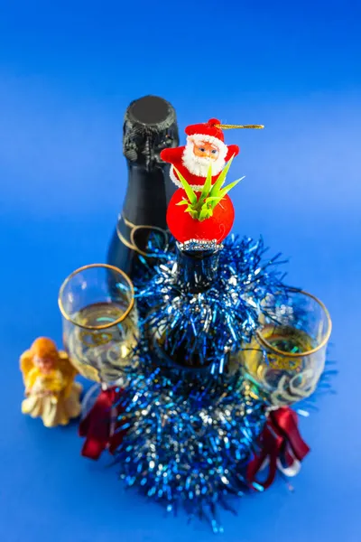 Santa Claus Con Vista Superior Conjunto Navidad Alcohólica Decoración Navidad —  Fotos de Stock