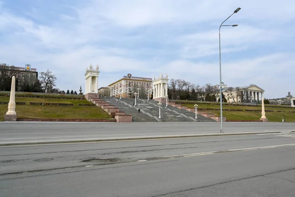 Volgogrado Rusia Junio 2021 Colonnade Stairs Central Embankment Volgograd —  Fotos de Stock