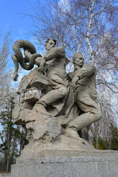 러시아의 볼고그라드 2021 마마야 언덕에서 있었던 스탈린그라드 전투를 기념하는 기념비적 — 스톡 사진