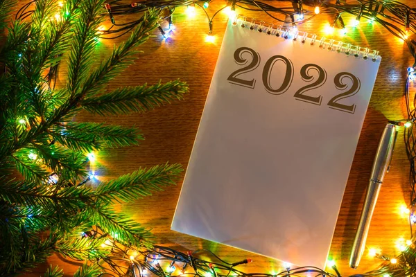2022 Рік Підводяться Підсумки Року Плани Наступний Рік Новорічному Фоні — стокове фото