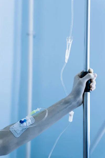 Închiderea Braţului Introdus Braţ Tub Ataşat Procesul Donare Sânge Spitalul — Fotografie, imagine de stoc