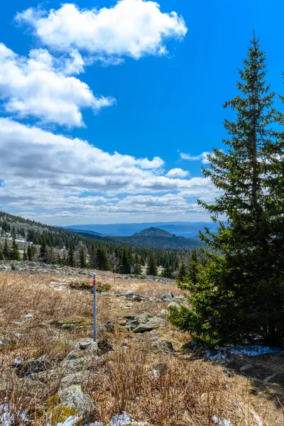 South Ural Mountains with a unique landscape, vegetation and diversity of nature in spring.