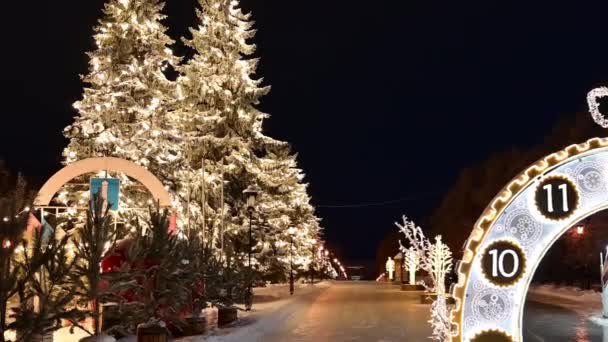 Uljanowsk Russland Januar 2022 Weihnachtlicher Straßenschmuck Funkelnde Girlanden Geschmückte Weihnachtsbäume — Stockvideo