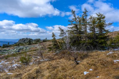 Baharda eşsiz bir manzarası, bitkisi ve çeşitliliği olan Güney Ural Dağları.