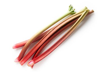 Taze ravent beyaz arka planda izole edilmiş. Sağlıklı tatlılar için gerekenler